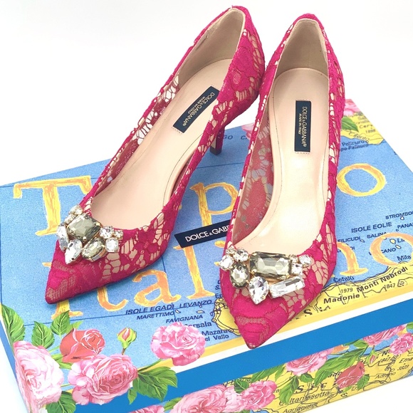 NIB DOLCE & GABBANA Bellucci Pink Crystal Pumps - Picture 7 of 8